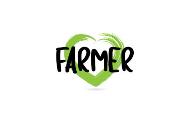 yeşil aşk kalp şekli simgesi ile çiftçi metin kelime