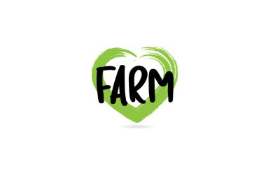 yeşil aşk kalp şekli simgesi ile çiftlik metin kelime