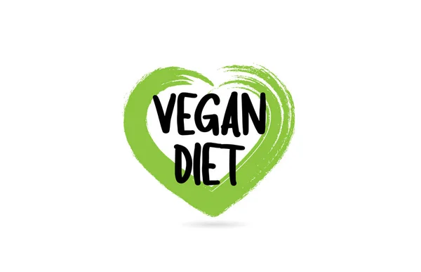 Palabra Texto Dieta Vegana Con Forma Corazón Amor Verde Adecuado — Vector de stock
