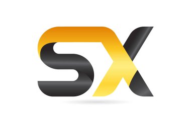 katıldı veya bağlı Sx S X sarı siyah alfabe harf logo com