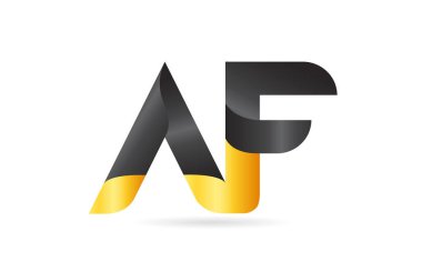 katıldı veya bağlı Af A F sarı siyah alfabe harf logo com