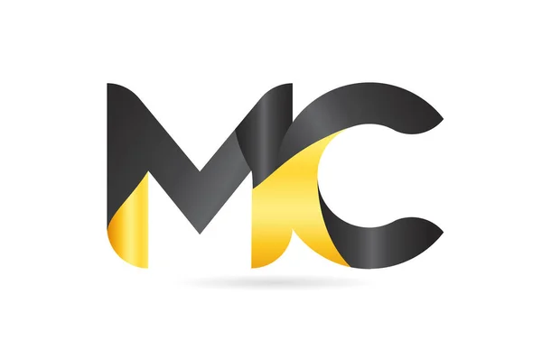 Joined or connected MC M C yellow black alphabet letter logo com — Stock Vector