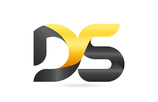 Juntado ou conectado DS D S amarelo alfabeto preto letra logotipo com — Vetor de Stock