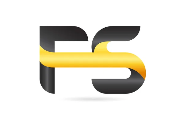 Joined or connected FS F S yellow black alphabet letter logo com — Stock Vector