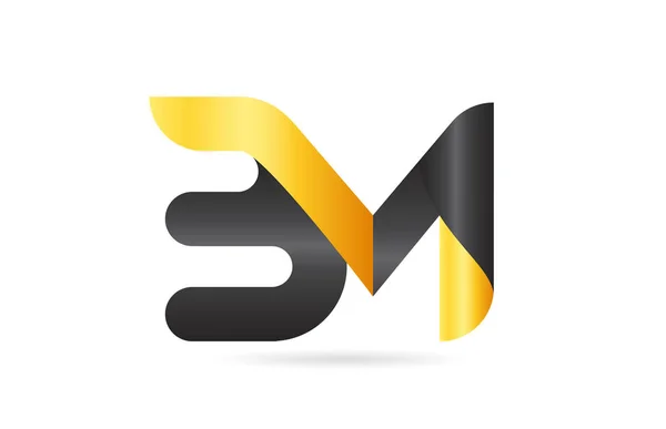Verbunden oder verbunden bm b m gelb schwarz alphabet letter logo com — Stockvektor