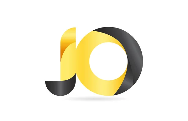Приєднався або з'єднаний JO J Жовтий чорний алфавіт літери логотип com — стоковий вектор