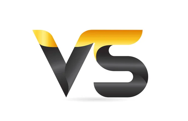 Aangesloten of verbonden VS V S geel zwart alfabet letter logo com — Stockvector