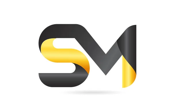 Соединенный или соединенный SM S M желтый черный алфавит логотип com — стоковый вектор