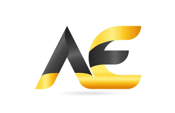 AE A E unida o conectada alfabeto negro amarillo letra logo com — Archivo Imágenes Vectoriales