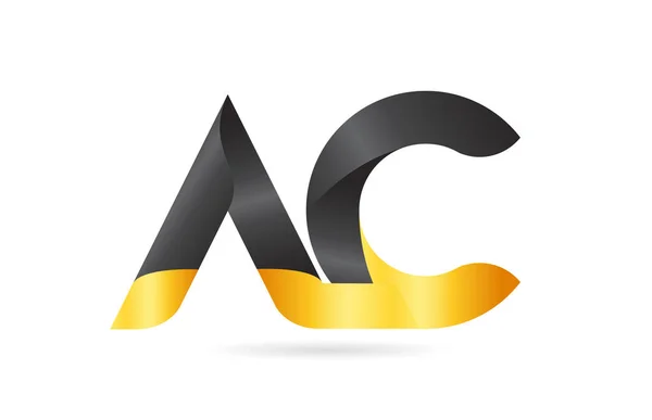 AC A C amarillo alfabeto negro letra logo com — Archivo Imágenes Vectoriales