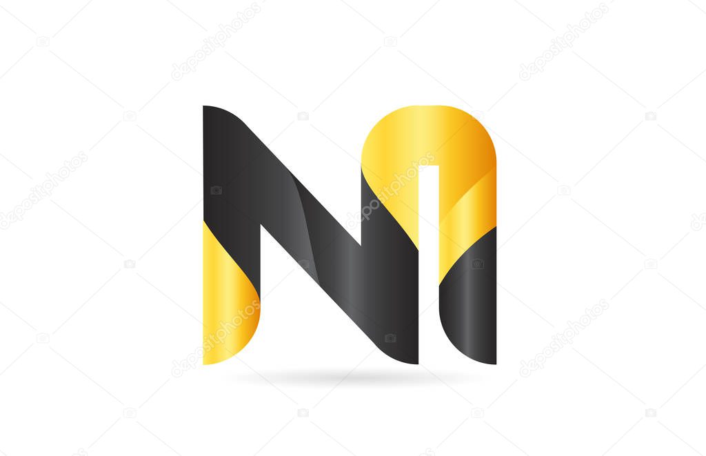 joined or connected NI N I yellow black alphabet letter logo com