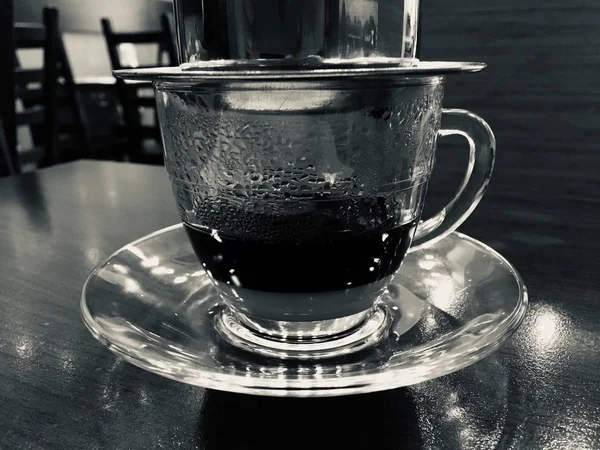 Закройте вид на чашку кофе — стоковое фото
