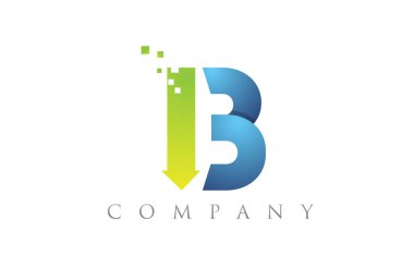 B mavi yeşil alfabe harf logo şirket simgesi tasarımı