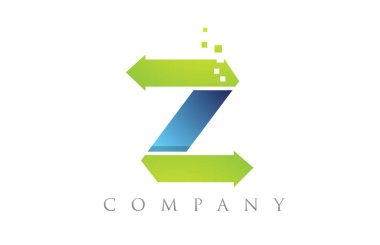 Z mavi yeşil alfabe harf logo şirket simgesi tasarımı