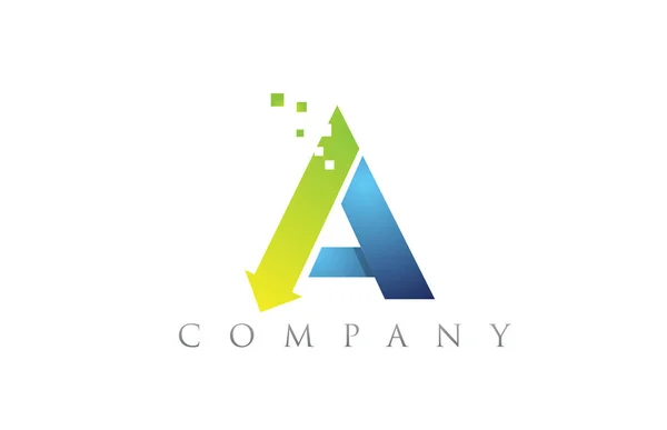 Ένα μπλε πράσινο αλφάβητο επιστολή λογότυπο εταιρεία σχεδίαση εικονίδιο — Διανυσματικό Αρχείο