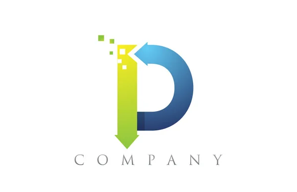 D mavi yeşil alfabe harf logo şirket simgesi tasarımı — Stok Vektör