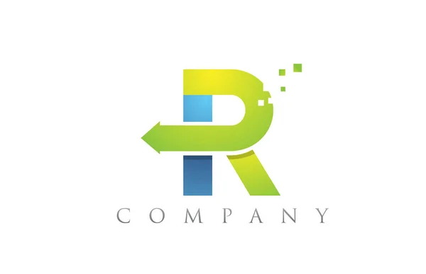 R синій зелений алфавіт літери логотип компанії іконок дизайн — стоковий вектор
