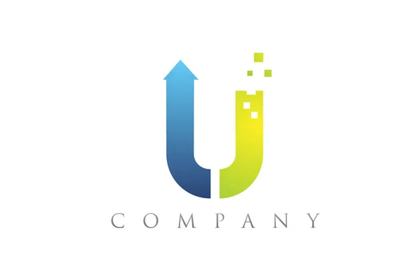 U bleu vert lettre alphabet logo entreprise icône conception — Image vectorielle