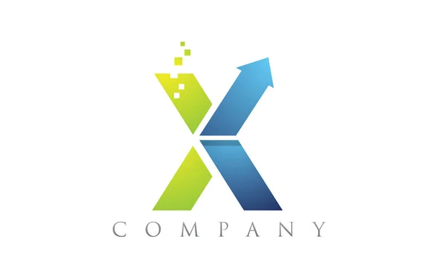 X 蓝色绿色字母字母徽标公司图标设计 — 图库矢量图片