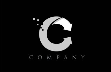 C beyaz siyah alfabe harf logo şirket simgesi tasarımı