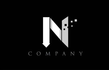 N beyaz siyah alfabe harf logo şirket simgesi tasarımı