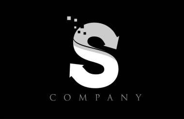 S beyaz siyah alfabe harf logo şirket simgesi tasarımı