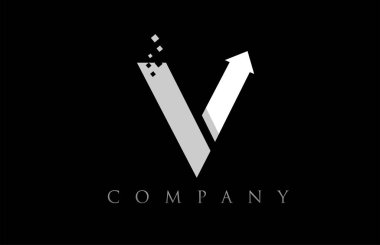 V beyaz siyah alfabe harf logo şirket simgesi tasarımı