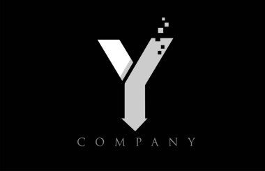 Y beyaz siyah alfabe harf logo şirket simgesi tasarımı