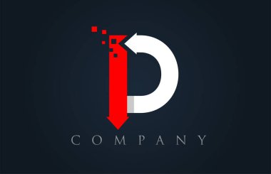 D kırmızı beyaz mavi alfabe harf logo şirket simgesi tasarımı