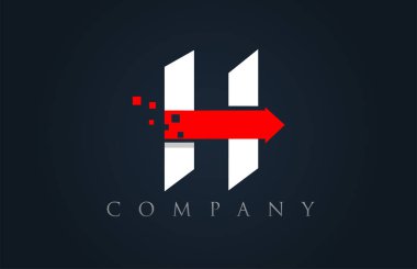 H kırmızı beyaz mavi alfabe harf logo şirket simgesi tasarımı