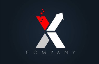 X kırmızı beyaz mavi alfabe harf logo şirket simgesi tasarımı
