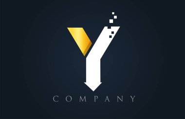 Y beyaz sarı altın mavi alfabe harf logo şirket simgesi desig