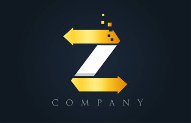 Z beyaz sarı altın mavi alfabe harf logo şirket simgesi desig