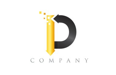 D siyah sarı sarı mavi alfabe harf logo şirket simgesi desig