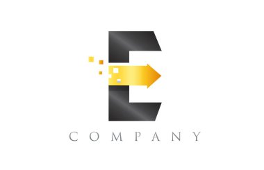 E siyah sarı sarı mavi alfabe harf logo şirket simgesi desig
