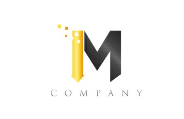 M siyah sarı sarı mavi alfabe harf logo şirket simgesi desig