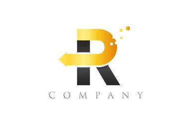 R siyah sarı sarı mavi alfabe harf logo şirket simgesi desig