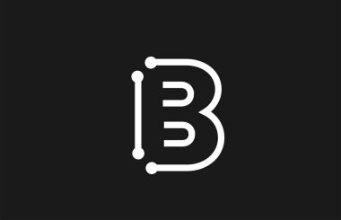 çizgi ve nokta ile alfabe harfi B siyah ve beyaz logo tasarımı