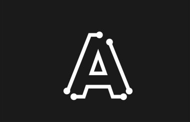 alfabe harfi Çizgi ve nokta ile siyah beyaz logo tasarımı