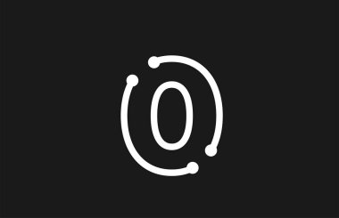 Çizgi ve nokta ile 0 numara siyah beyaz logo tasarımı