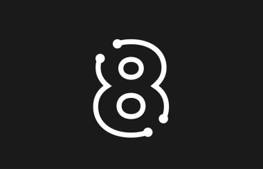 Çizgi ve nokta ile 8 numara siyah beyaz logo tasarımı