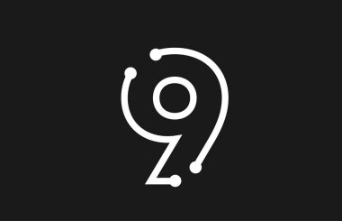 9 numara siyah beyaz logo tasarımı çizgi ve nokta ile