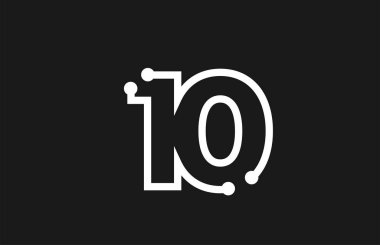 Çizgi ve nokta ile 10 numara siyah beyaz logo tasarımı