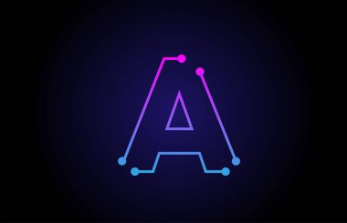 Alfabe harfi logo simgesi tasarım Pembe mavi renklerde A 