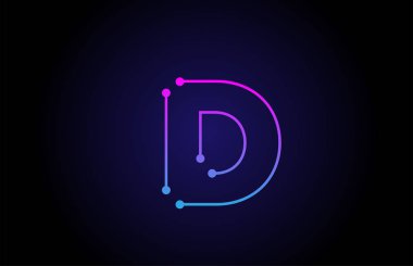 Alfabe harfi logo simgesi tasarım D pembe mavi renklerde 