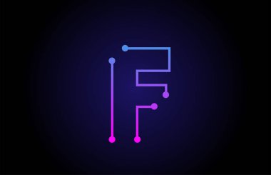 Alfabe harfi logo simgesi tasarım F pembe mavi renklerde 