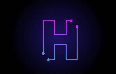 Alfabe harfi logo simgesi tasarım H pembe mavi renklerde 