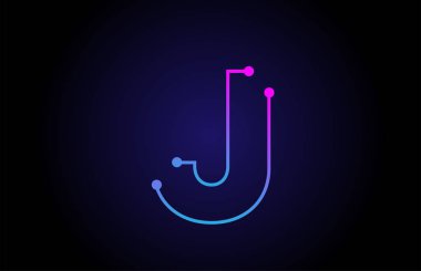 Pembe mavi renklerde alfabe harflogo simgesi tasarım J 