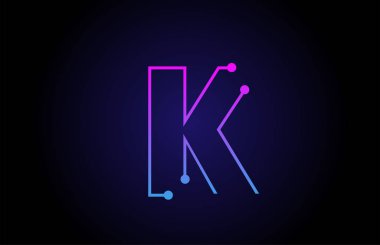 Alfabe harfi logo simgesi tasarım K pembe mavi renklerde 