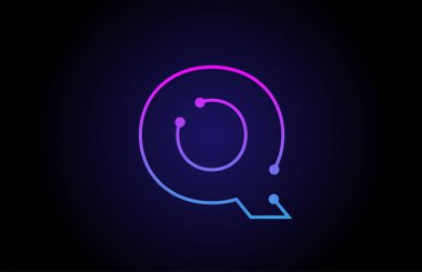 Pembe mavi renklerde alfabe harflogo simgesi tasarım Q 